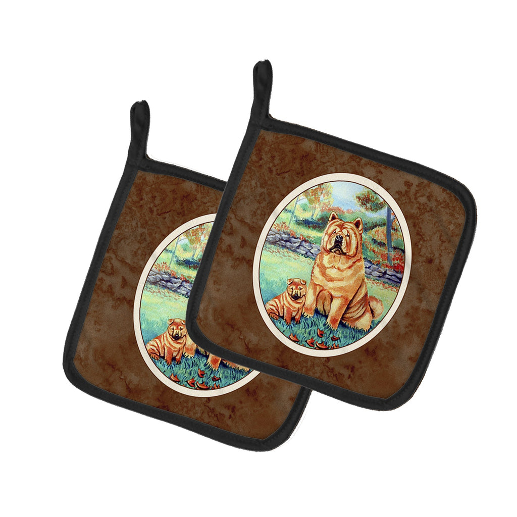 Chow Chow Momma's Love Pot Holder Set of 2 Heat Resistant Quilted Hot Pads 7.5 x 7.5 Inch, Insulated Kitchen Trivets for Cooking & Baking
