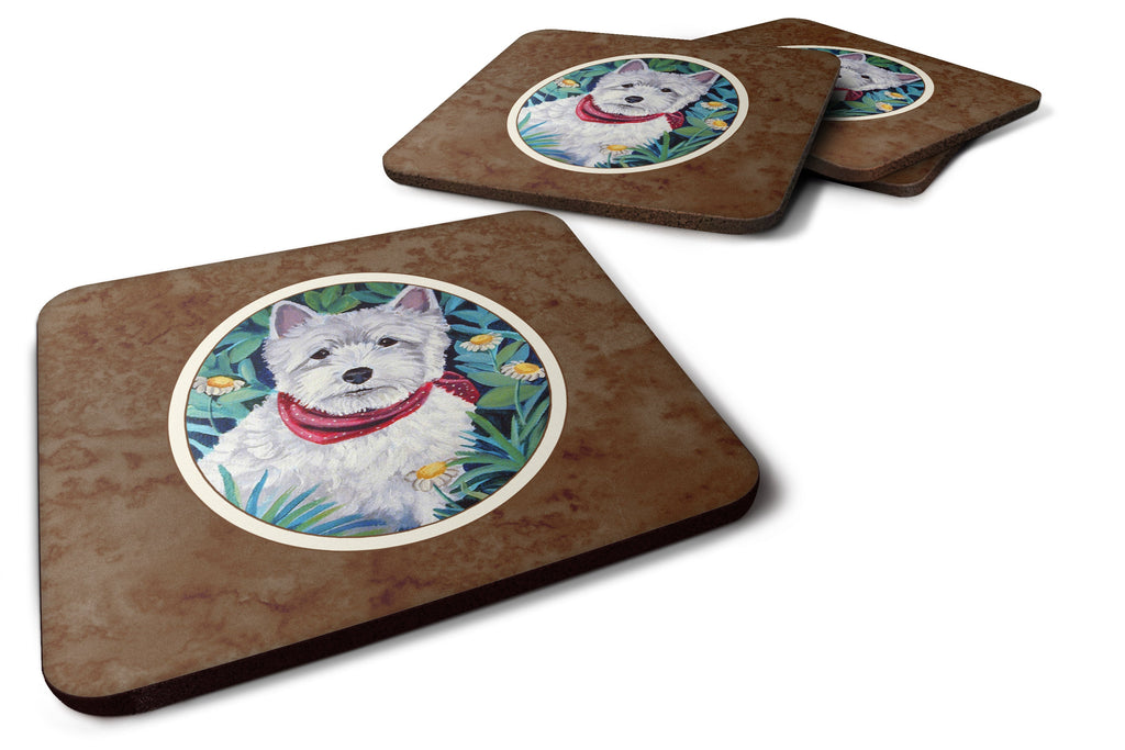 Westie Foam Coasters Set of 4 Cup Coasters for Indoor Outdoor, Tabletop Protection, Anti Slip, Mouse pad Material
