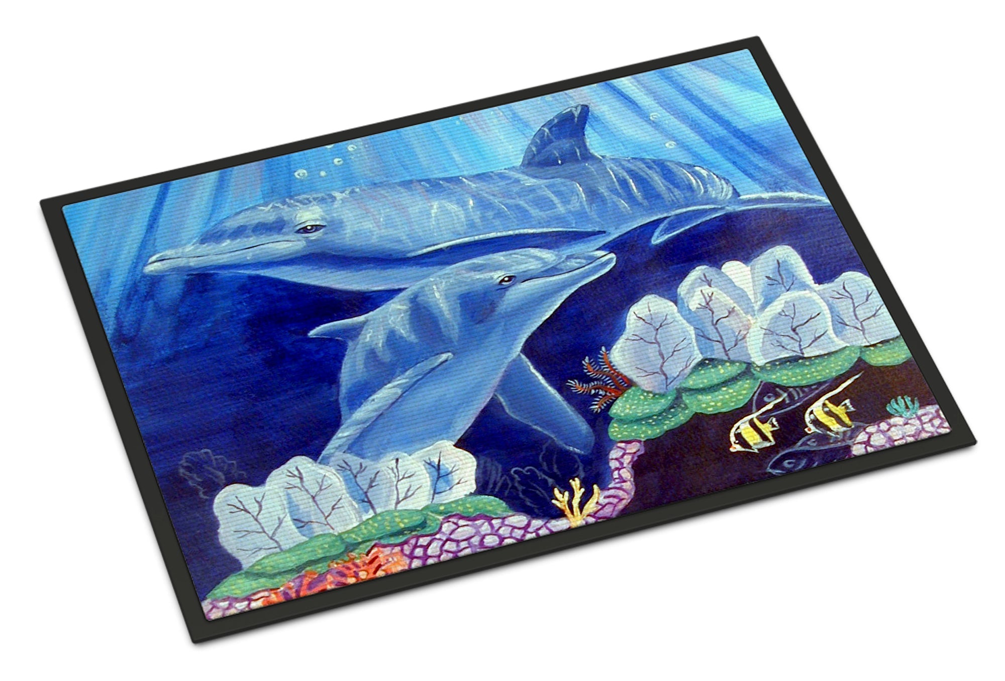 Dolphin under the sea Doormat Indoor Outdoor 24H X 36W Front Door Mat Rugs for Entryway, Non Slip Washable Low Pile,