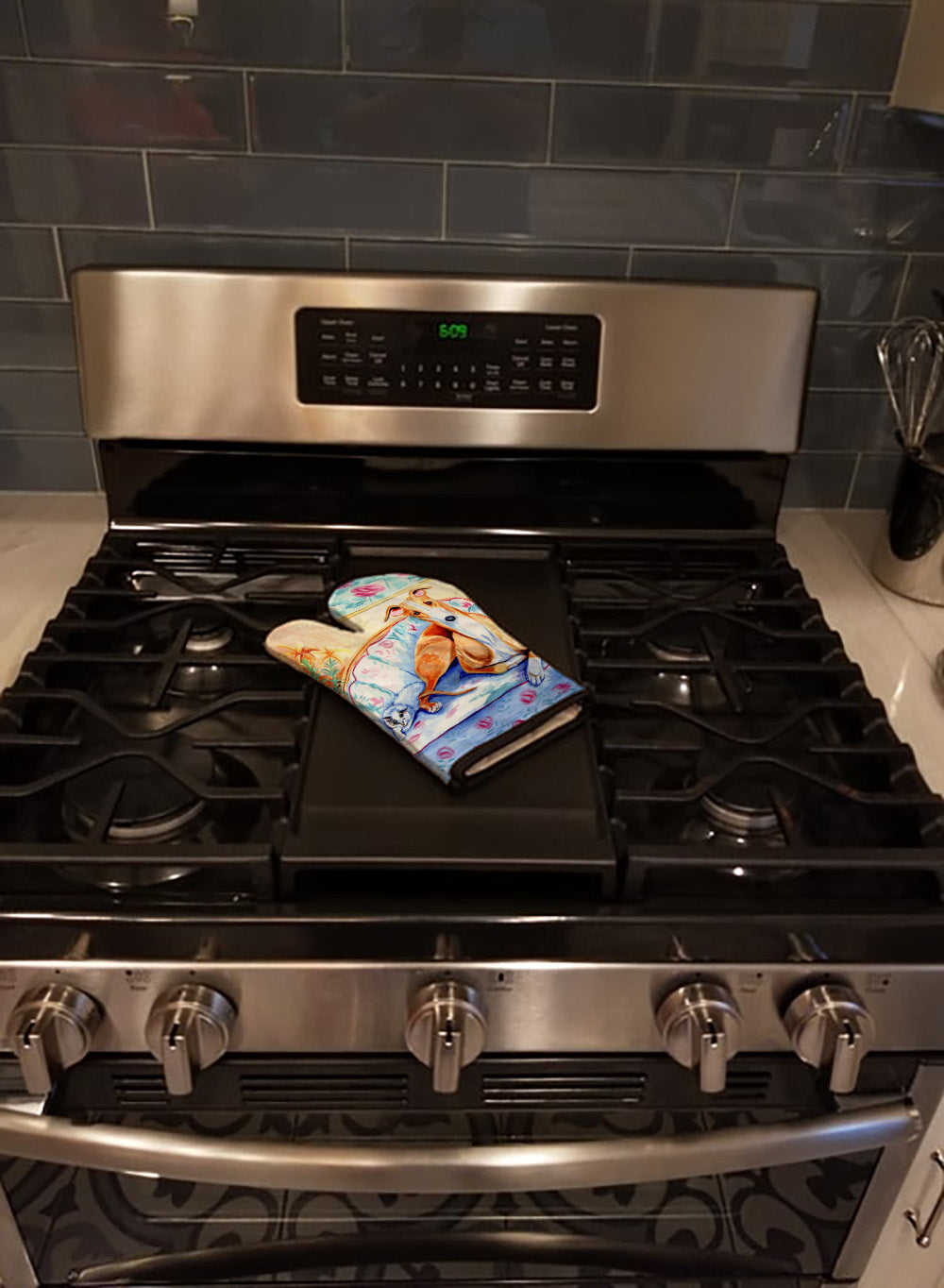 Whippet Waiting on you Oven Mitt Heat Resistant Thick Oven Mitt for Hot Pans and Oven, Kitchen Mitt Protect Hands, Cooking Baking Glove