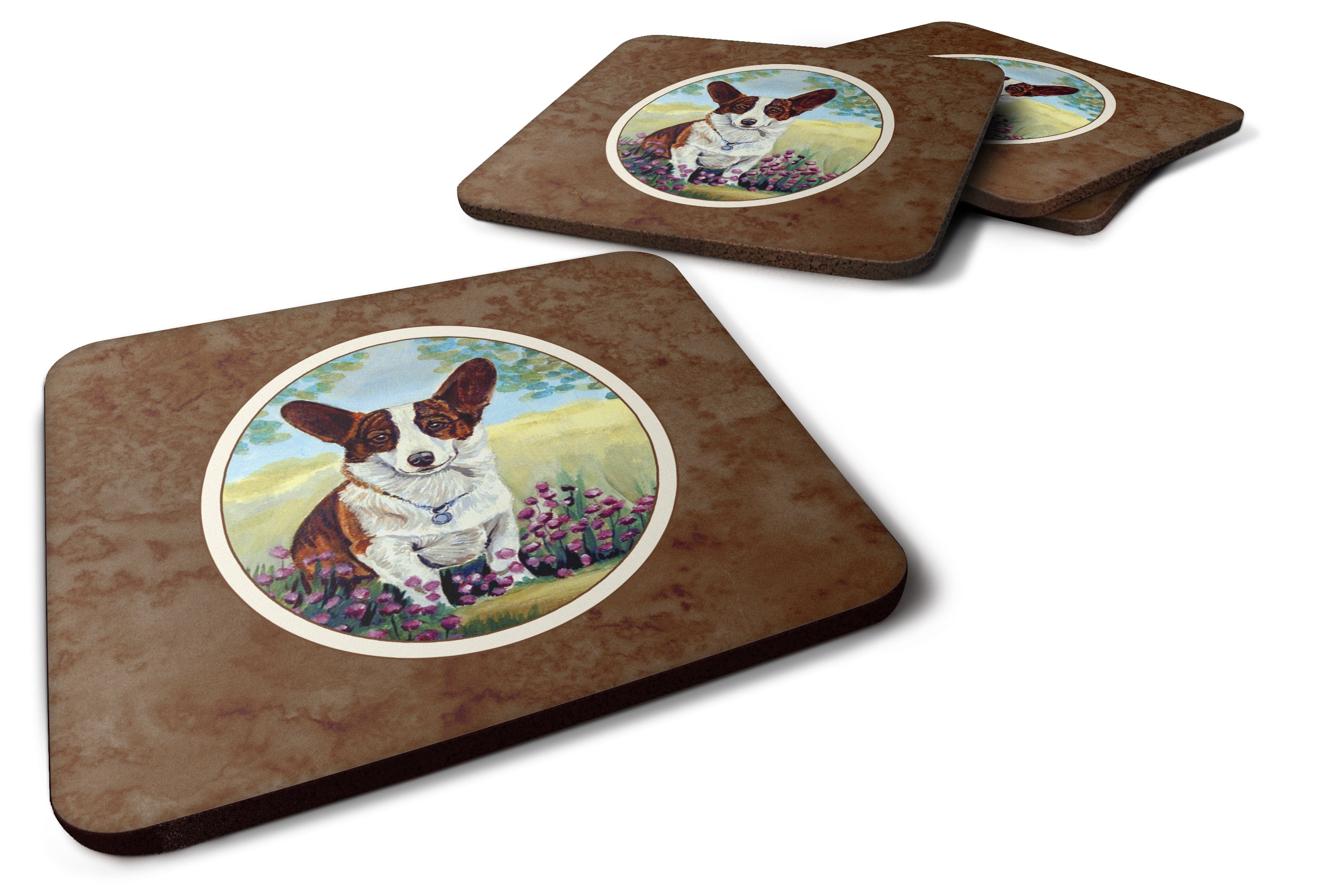 Cardigan Corgi Foam Coasters Set of 4 Cup Coasters for Indoor Outdoor, Tabletop Protection, Anti Slip, Mouse pad Material