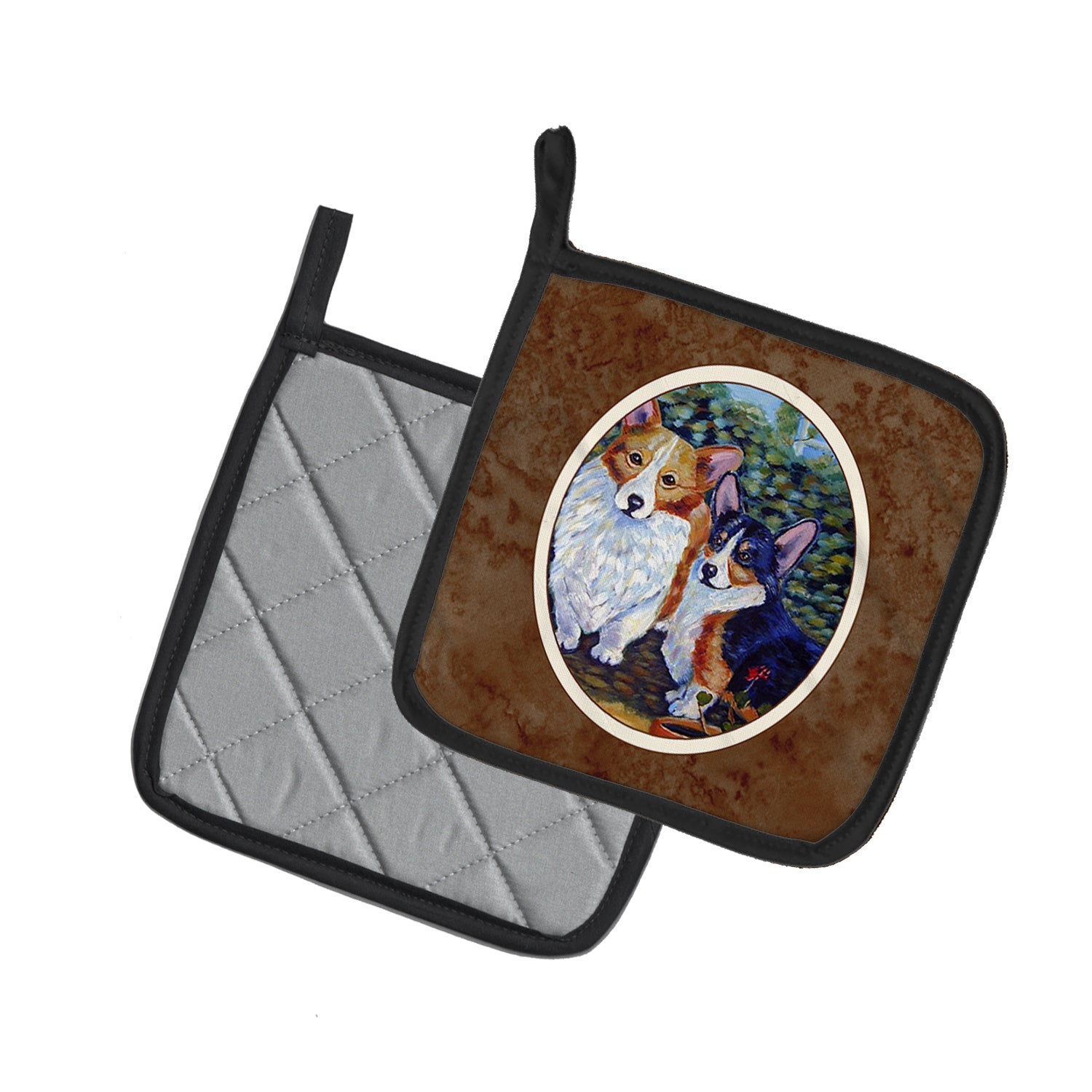 Cardigan and Pembroke Corgi Pot Holder Set of 2 Heat Resistant Quilted Hot Pads 7.5 x 7.5 Inch, Insulated Kitchen Trivets for Cooking & Baking