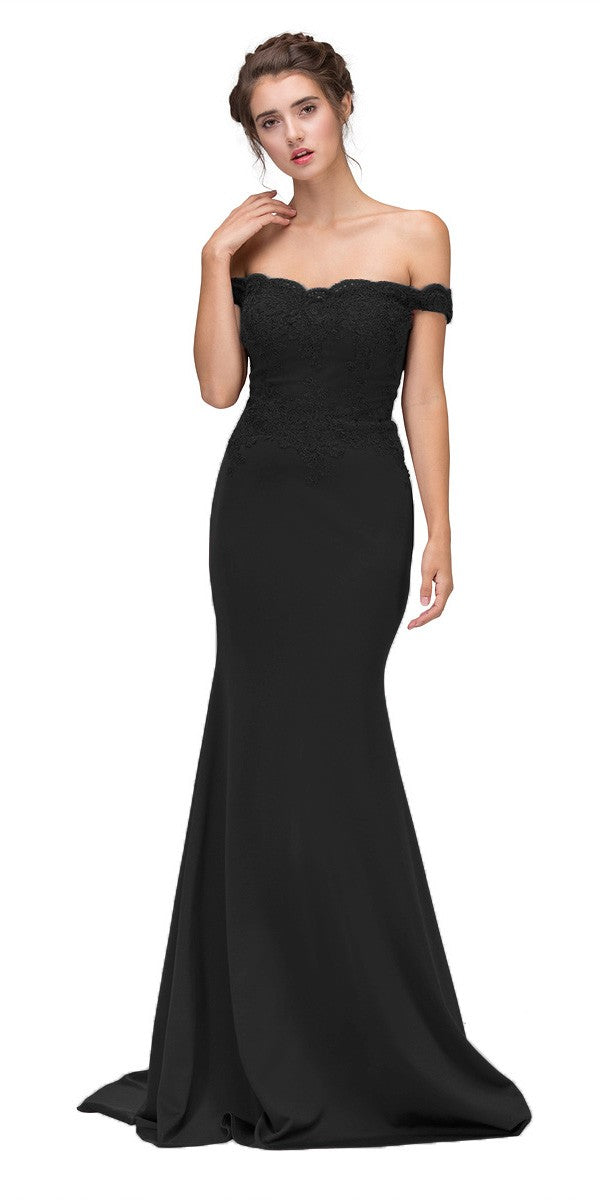 CLEARANCE - Eureka 7100 Lace Appliqued Bodice Long Dress Off-Shoulder (Size 2XL)