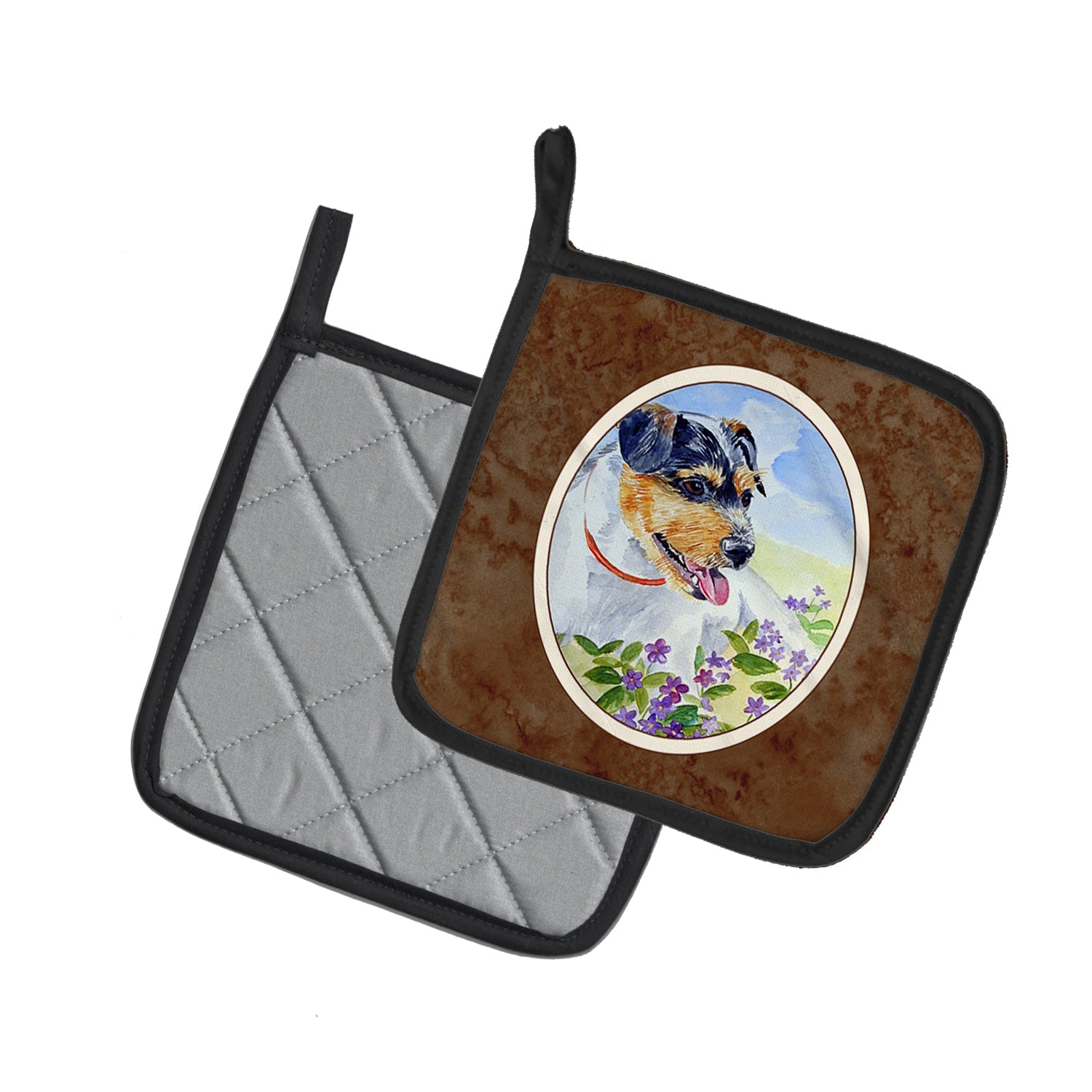 Jack Russell Terrier Pot Holder Set of 2 Heat Resistant Quilted Hot Pads 7.5 x 7.5 Inch, Insulated Kitchen Trivets for Cooking & Baking
