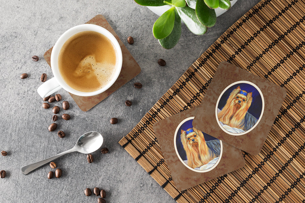Yorkie Foam Coasters Set of 4 Cup Coasters for Indoor Outdoor, Tabletop Protection, Anti Slip, Mouse pad Material