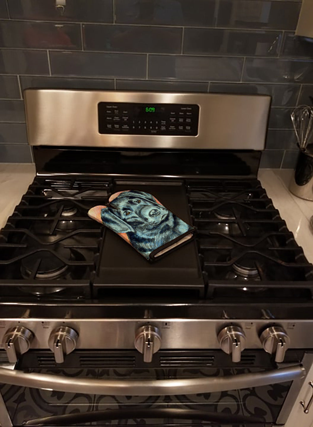 Black Labrador Oven Mitt Heat Resistant Thick Oven Mitt for Hot Pans and Oven, Kitchen Mitt Protect Hands, Cooking Baking Glove
