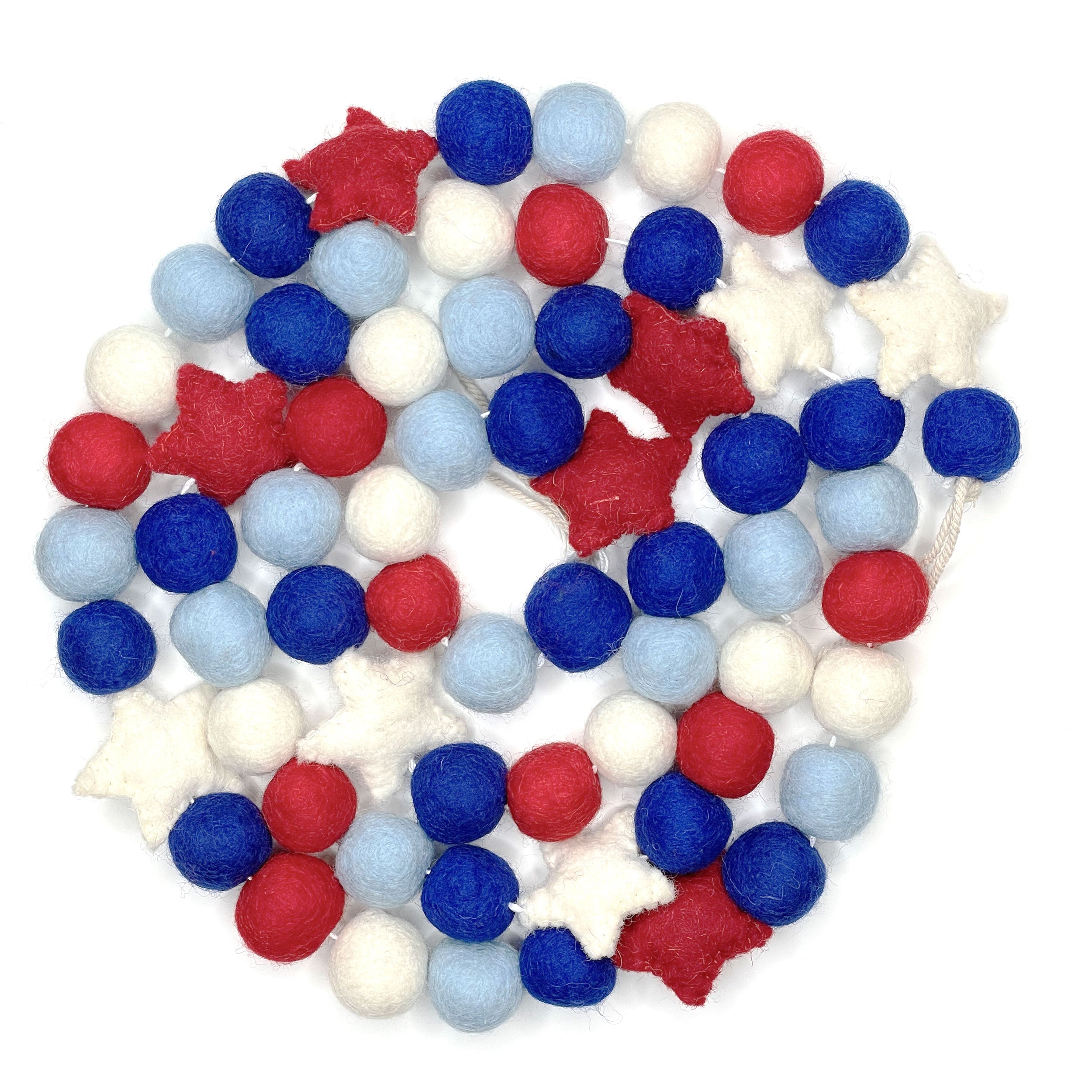 Red White and Blue with Stars Felt Garland 6 Foot