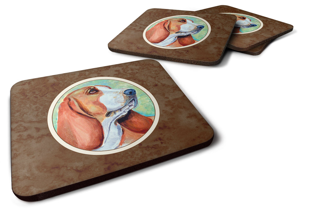 Basset Hound Foam Coasters Set of 4 Cup Coasters for Indoor Outdoor, Tabletop Protection, Anti Slip, Mouse pad Material