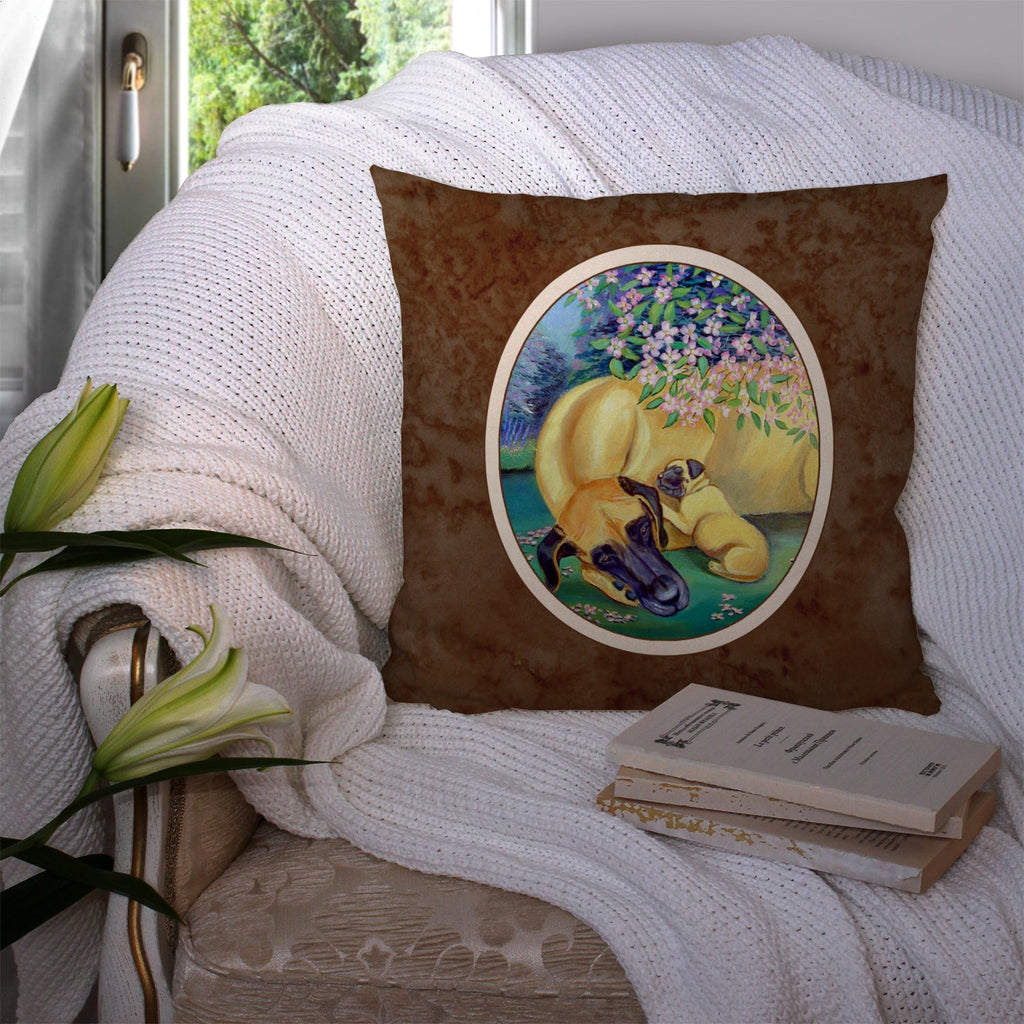 Great Dane and puppy Decorative Throw Pillow 14x14 Indoor Outdoor Accent Cushion, Fabric Cover with Insert for Sofa, Bed, Porch & Living Room