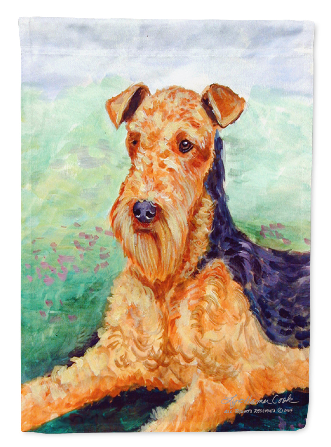 Airedale Terrier House Flag 28x40 Porch Sleeve Pole Decorative Outside Yard Banner Artwork Wall Hanging, Polyester