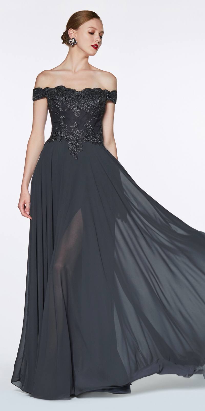 Cinderella Divine 7258W Off The Shoulder Long  Gown