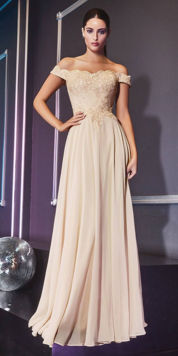 Cinderella Divine 7258W Off The Shoulder Long  Gown