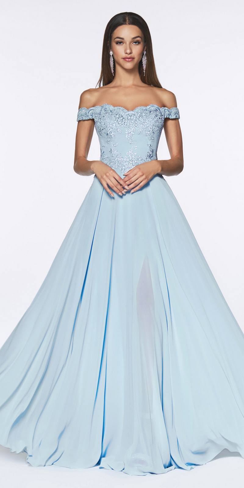 Cinderella Divine 7258 Off The Shoulder Long Gown