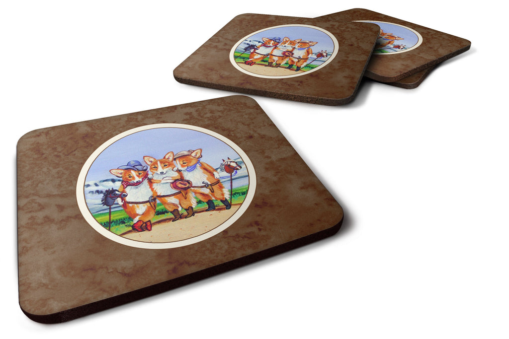 Cowboy Corgi Foam Coasters Set of 4 Cup Coasters for Indoor Outdoor, Tabletop Protection, Anti Slip, Mouse pad Material