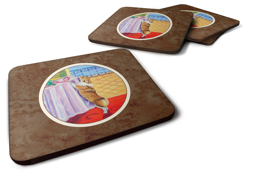 Corgi Foam Coasters Set of 4 Cup Coasters for Indoor Outdoor, Tabletop Protection, Anti Slip, Mouse pad Material