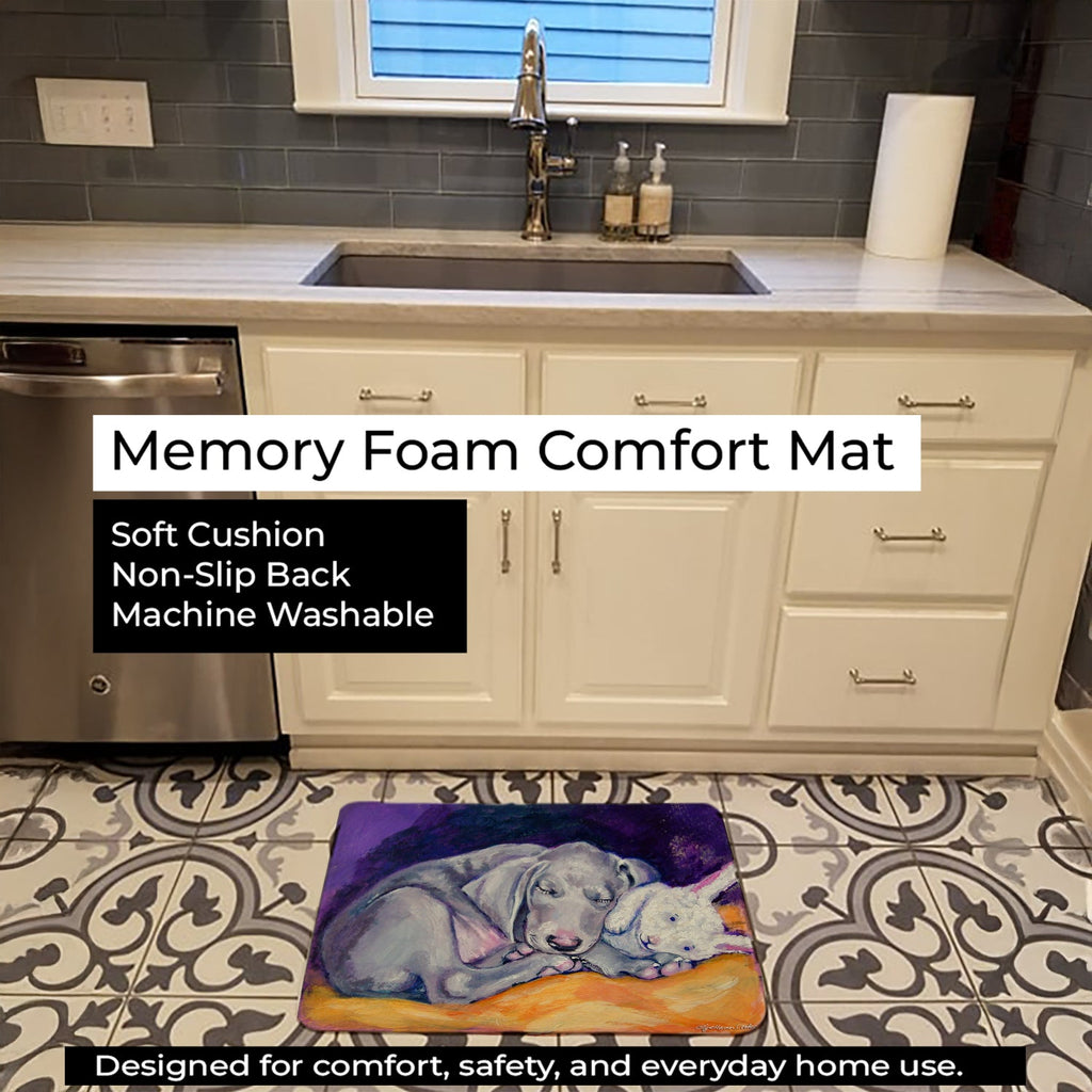 Weimaraner Snuggle Bunny Memory Foam Kitchen Mat Machine Washable Anti-Fatigue Cushion Comfort Bath or Kitchen Rug