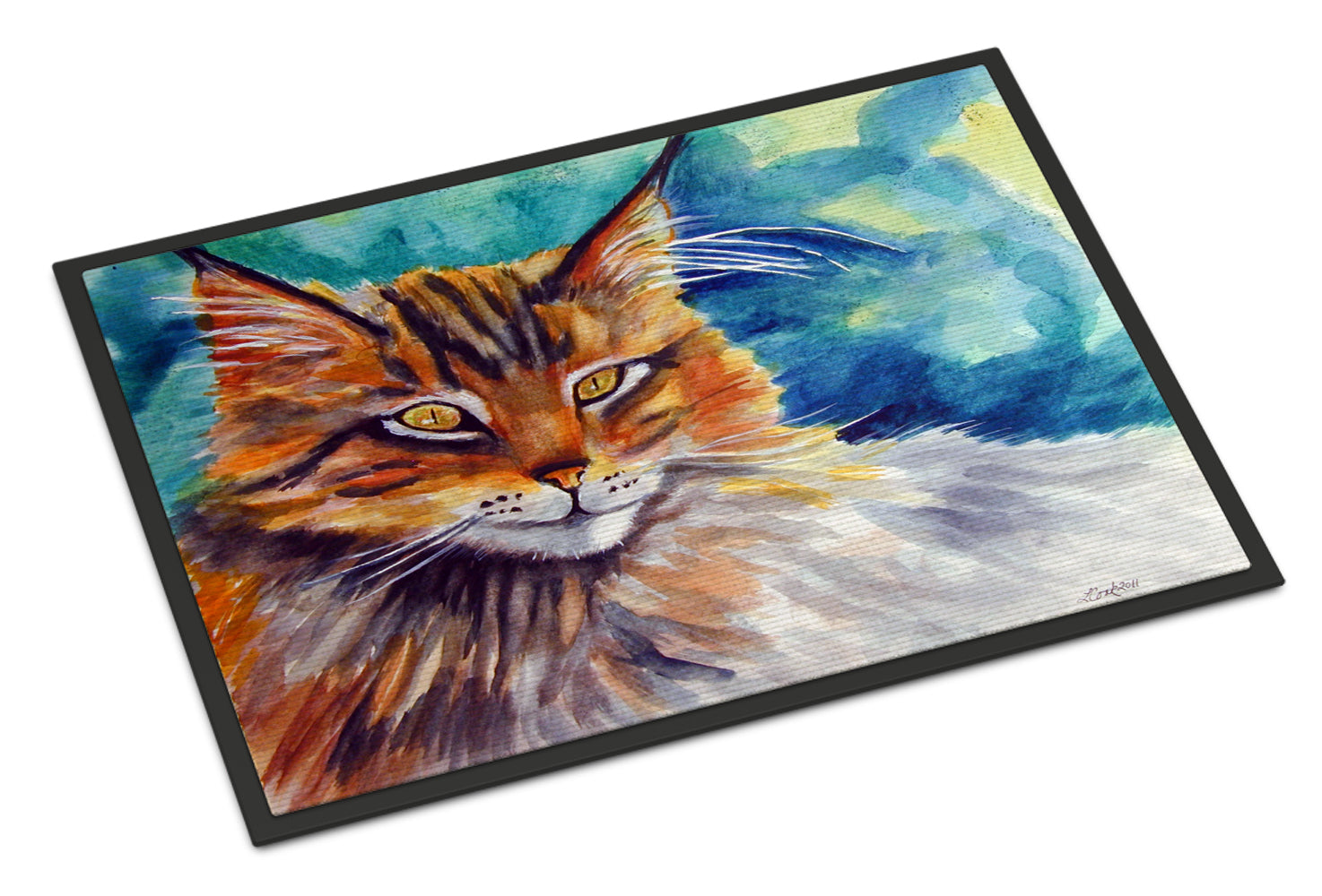 Maine Coon Cat Watching you Doormat Indoor Outdoor 18H X 27W Front Door Mat Rugs for Entryway, Non Slip Washable
