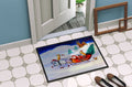 Corgi Highhacked Santa Claus Sleigh Doormat Indoor Outdoor 24H X 36W Front Door Mat Rugs for Entryway, Non Slip Washable Low Pile,