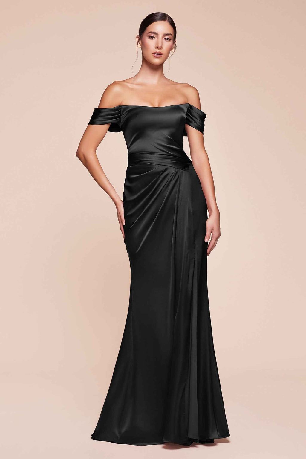 Ladivine 7452 Dress Off the Shoulder Lace Up Corset Satin Gown