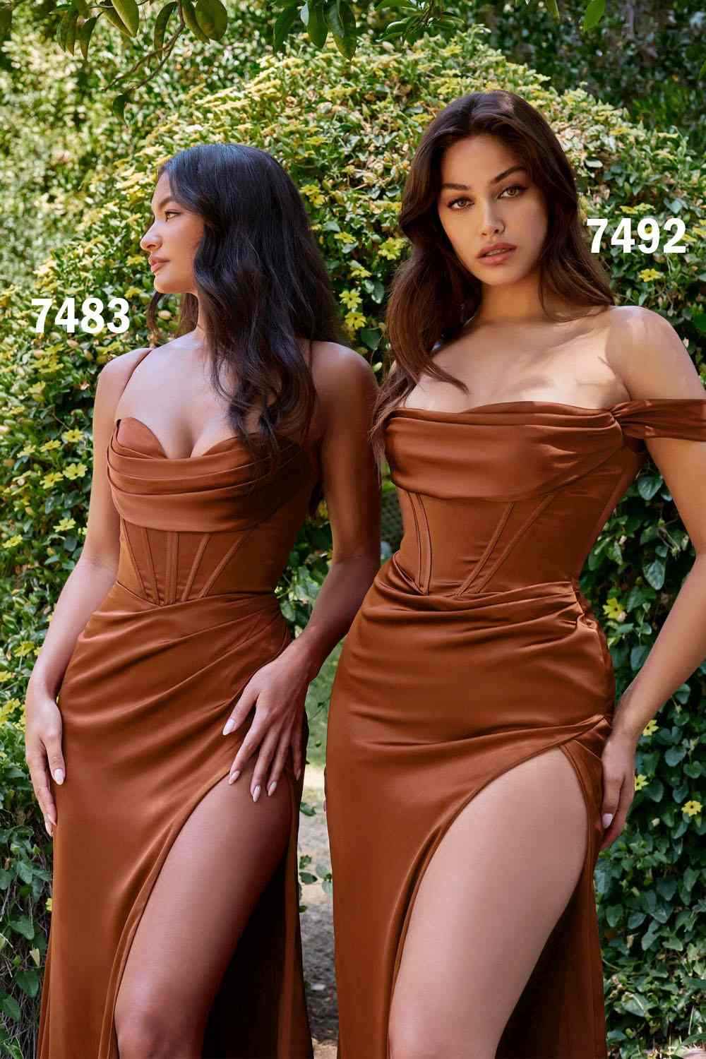 CLEARANCE - Cinderella Divine 7492 Off the Shoulder Sage Green Satin Gown (Size 8)