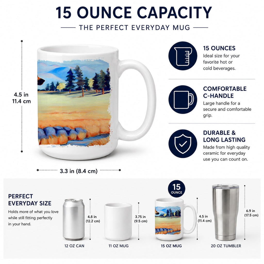 Great Dane Ceramic Coffee Mug 15 oz Decorative Large C Handle Mug Cup for Tea, Cocoa Hot Chocolate