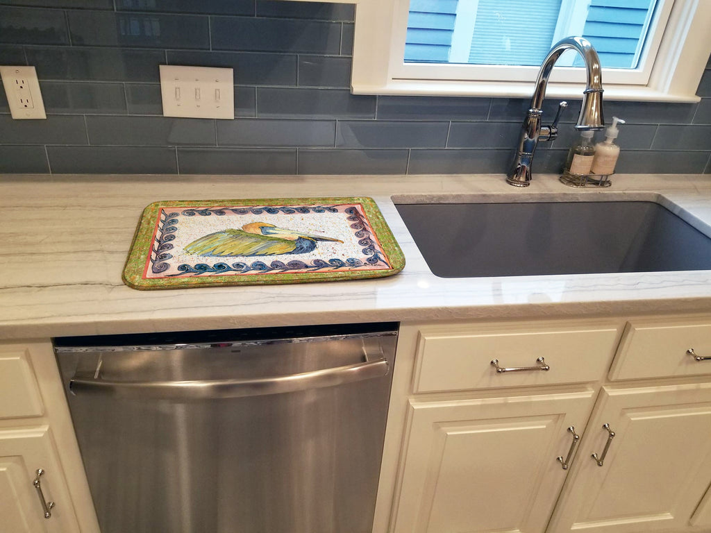 Bird - Pelican Dish Drying Mat Absorbent Dish Drying Mat Pad for Kitchen Counter Dish Drainer Mat for Countertop, 14 x 21", Multicolor