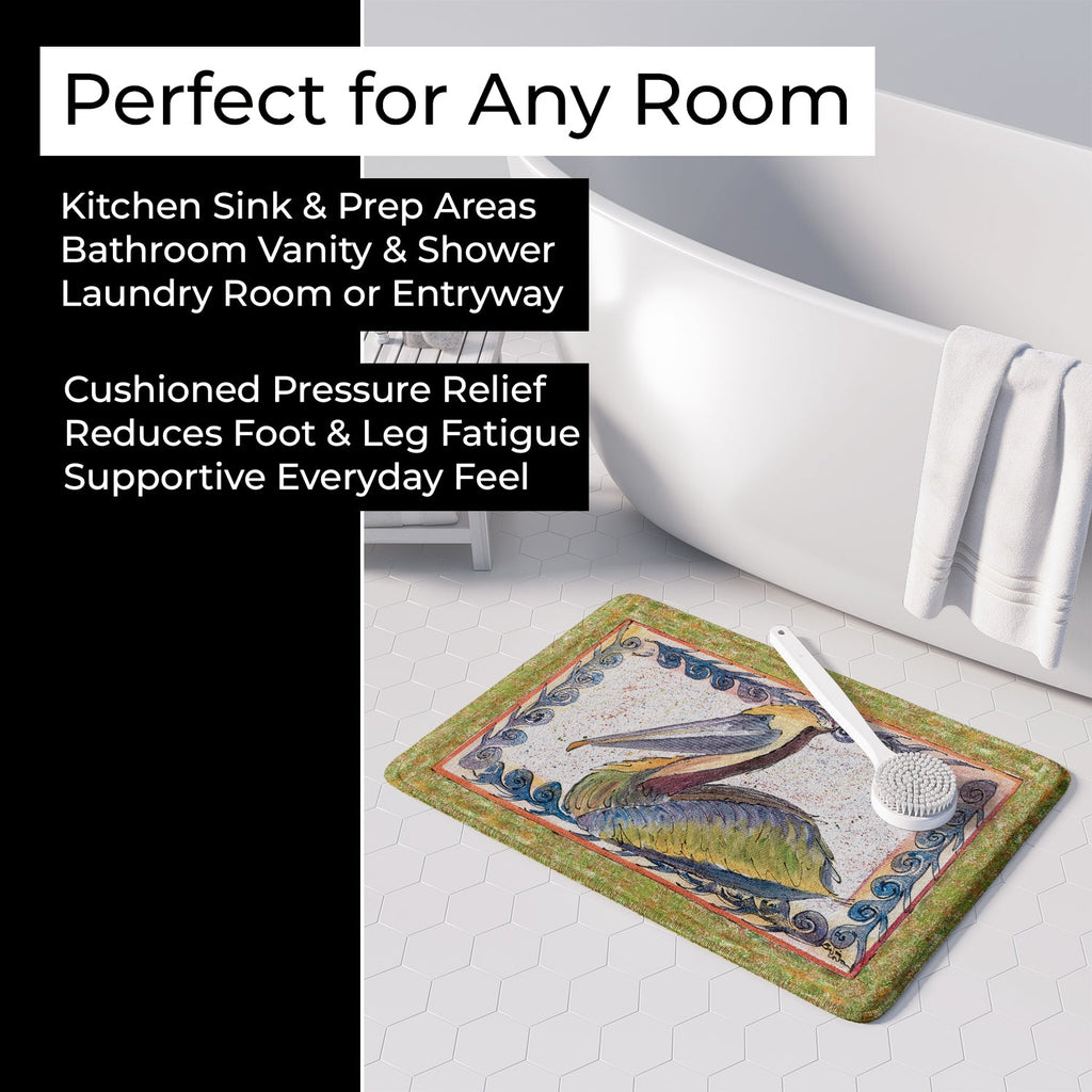 Pelican Memory Foam Kitchen Mat Machine Washable Anti-Fatigue Cushion Comfort Bath or Kitchen Rug