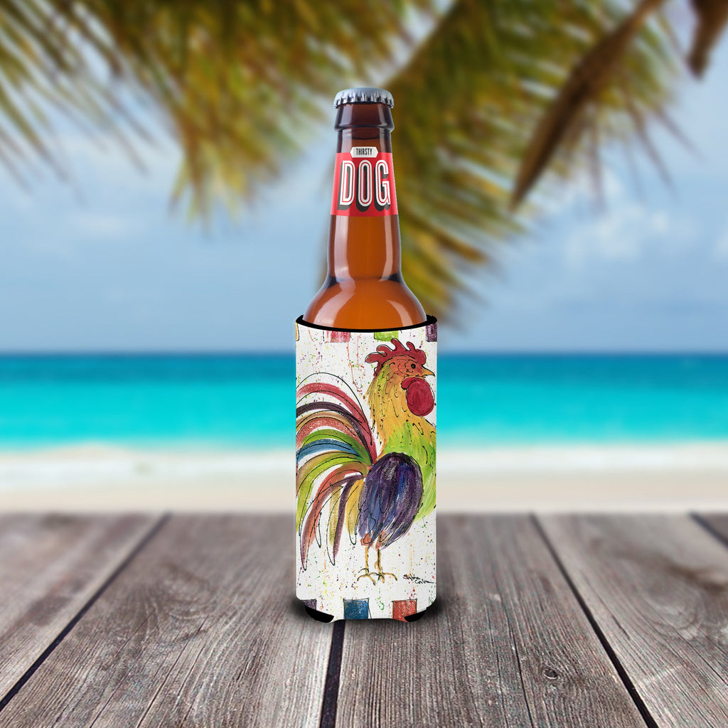 Rooster Slim Can Hugger , Insulated Foam Hugger for 12 oz Slim Cans, Beer Bottles & Water Bottles, Printed in USA