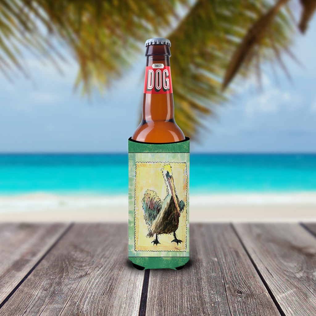 Bird - Pelican Slim Can Hugger , Insulated Foam Hugger for 12 oz Slim Cans, Beer Bottles & Water Bottles, Printed in USA
