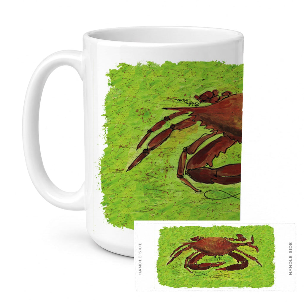 Crab Ceramic Coffee Mug 15 oz Decorative Large C Handle Mug Cup for Tea, Cocoa Hot Chocolate