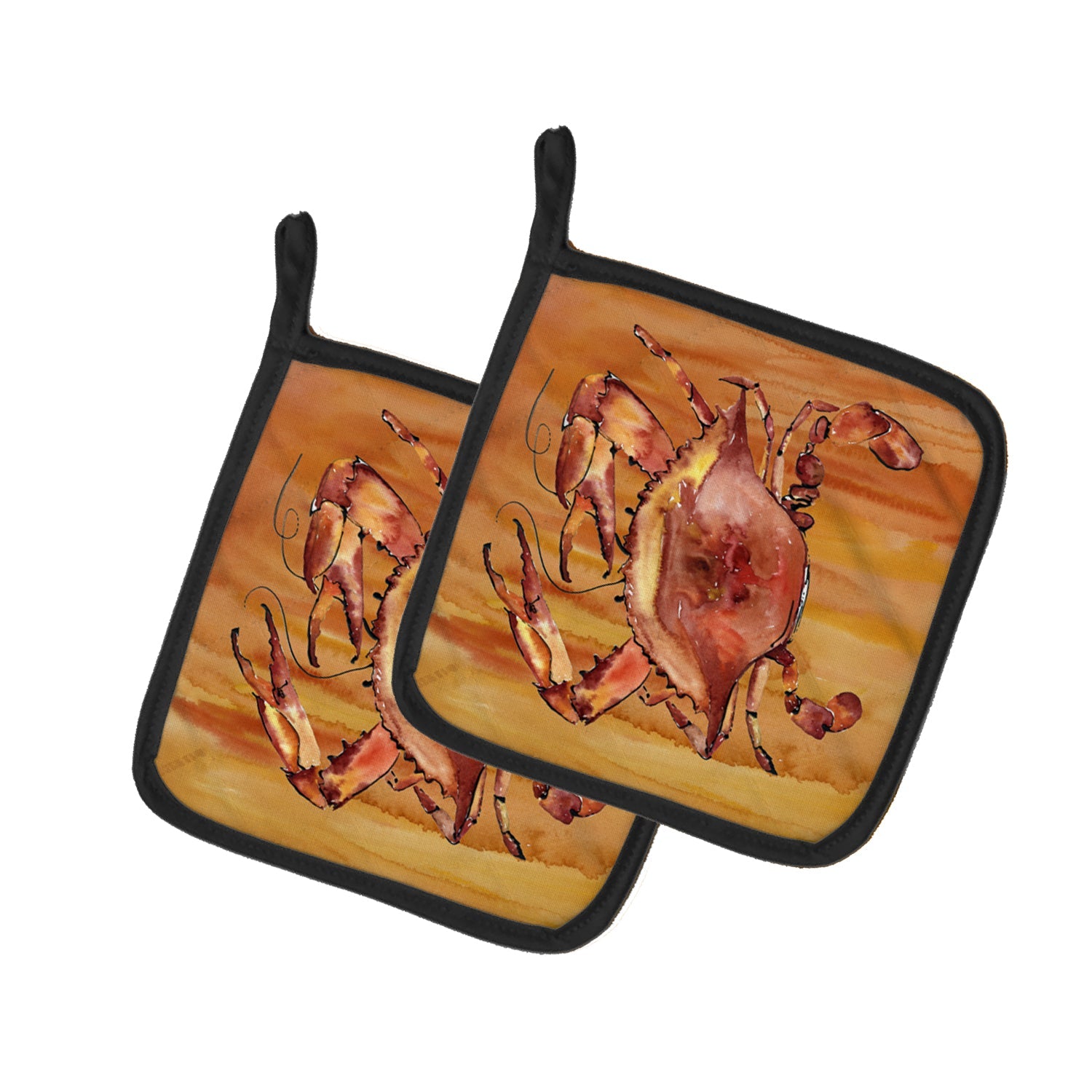 Cooked Crab Spicy Hot Pot Holder Set of 2 Heat Resistant Quilted Hot Pads 7.5 x 7.5 Inch, Insulated Kitchen Trivets for Cooking & Baking