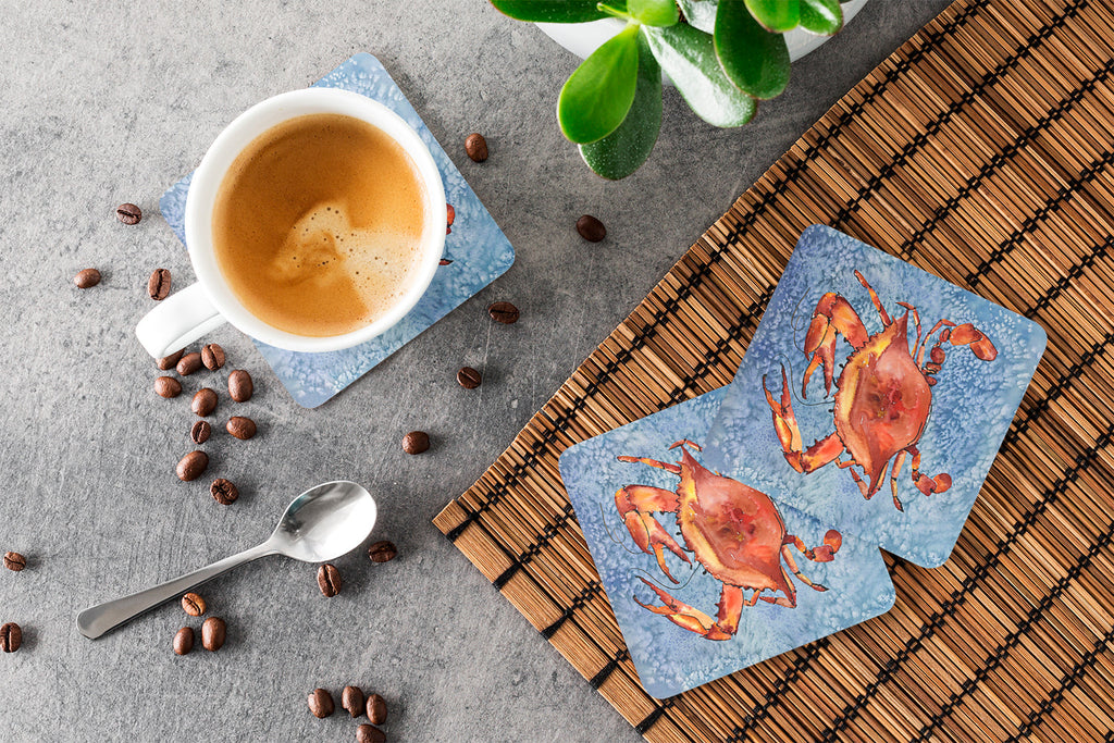 Cooked Crab Cool Blue Water Foam Coasters Set of 4 Cup Coasters for Indoor Outdoor, Tabletop Protection, Anti Slip, Mouse pad Material