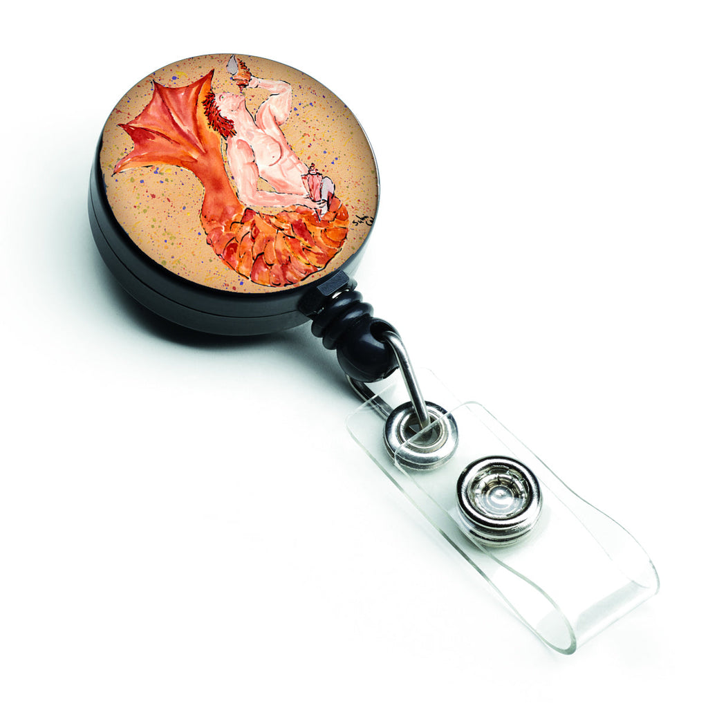 Red Headed Ginger Merman Retractable Badge Reel for Nurses ID Badge Holder with Clip Retractable Employee Badge Holder, Belt Clip