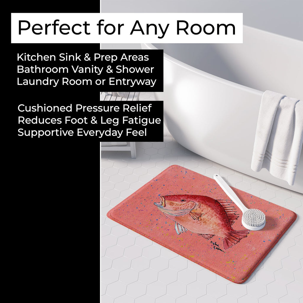 Strawberry Snapper Memory Foam Kitchen Mat Machine Washable Anti-Fatigue Cushion Comfort Bath or Kitchen Rug