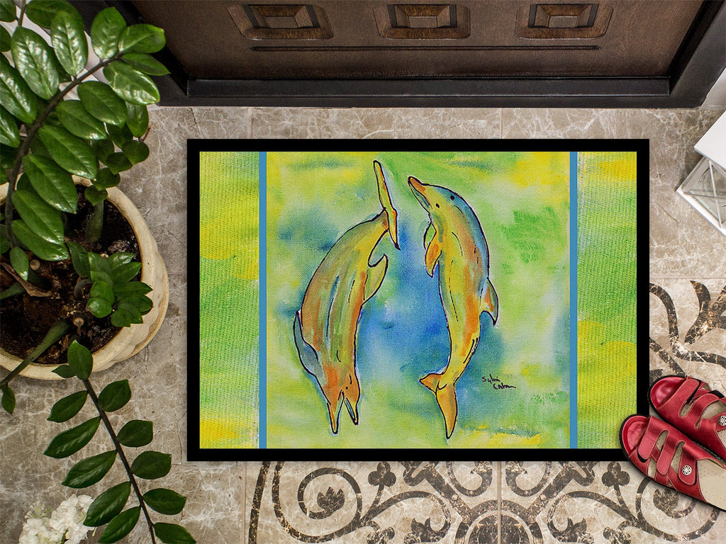 Dolphin Doormat Indoor Outdoor 24H X 36W Front Door Mat Rugs for Entryway, Non Slip Washable Low Pile,