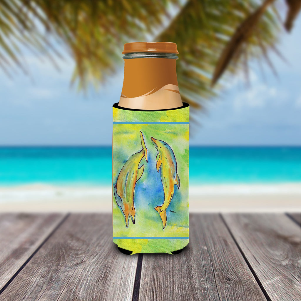 Dolphin Slim Can Hugger , Insulated Foam Hugger for 12 oz Slim Cans, Beer Bottles & Water Bottles, Printed in USA
