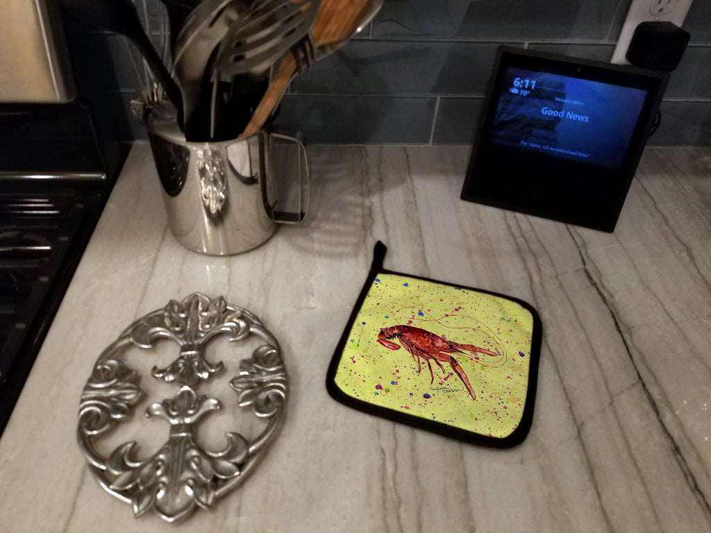 Crawfish Pot Holder Set of 2 Heat Resistant Quilted Hot Pads 7.5 x 7.5 Inch, Insulated Kitchen Trivets for Cooking & Baking