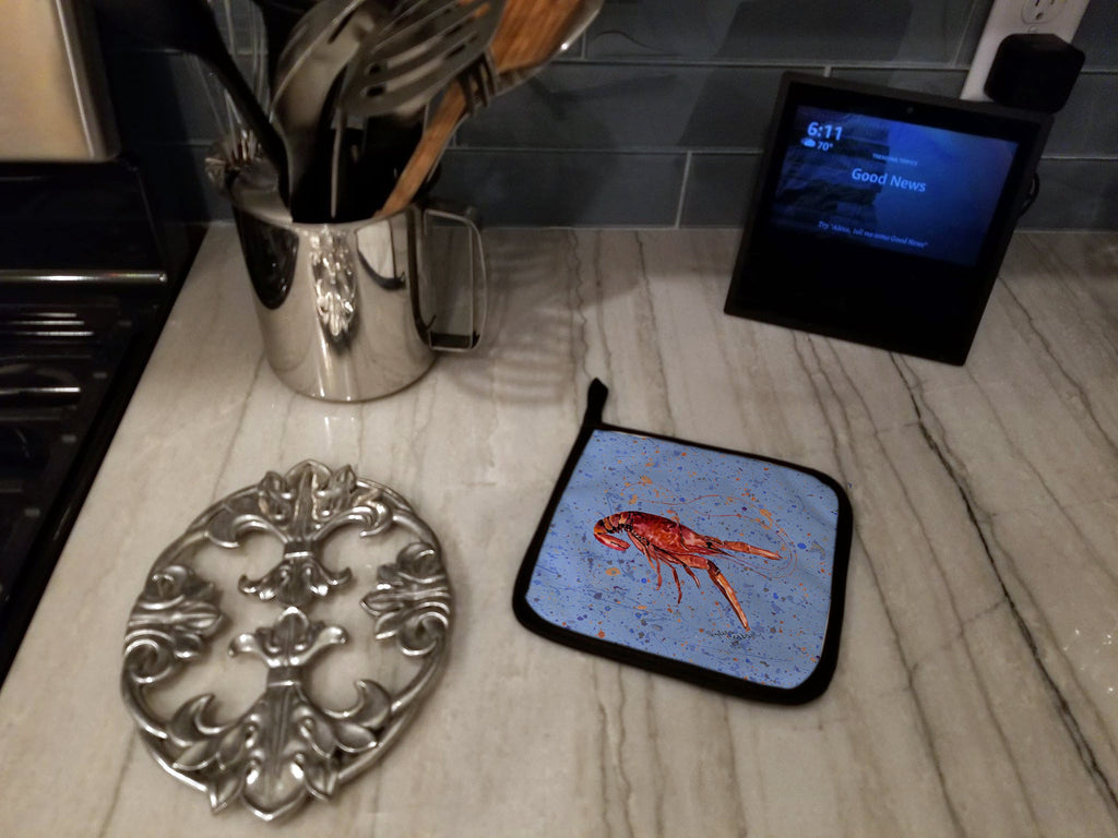 Crawfish Pot Holder Set of 2 Heat Resistant Quilted Hot Pads 7.5 x 7.5 Inch, Insulated Kitchen Trivets for Cooking & Baking