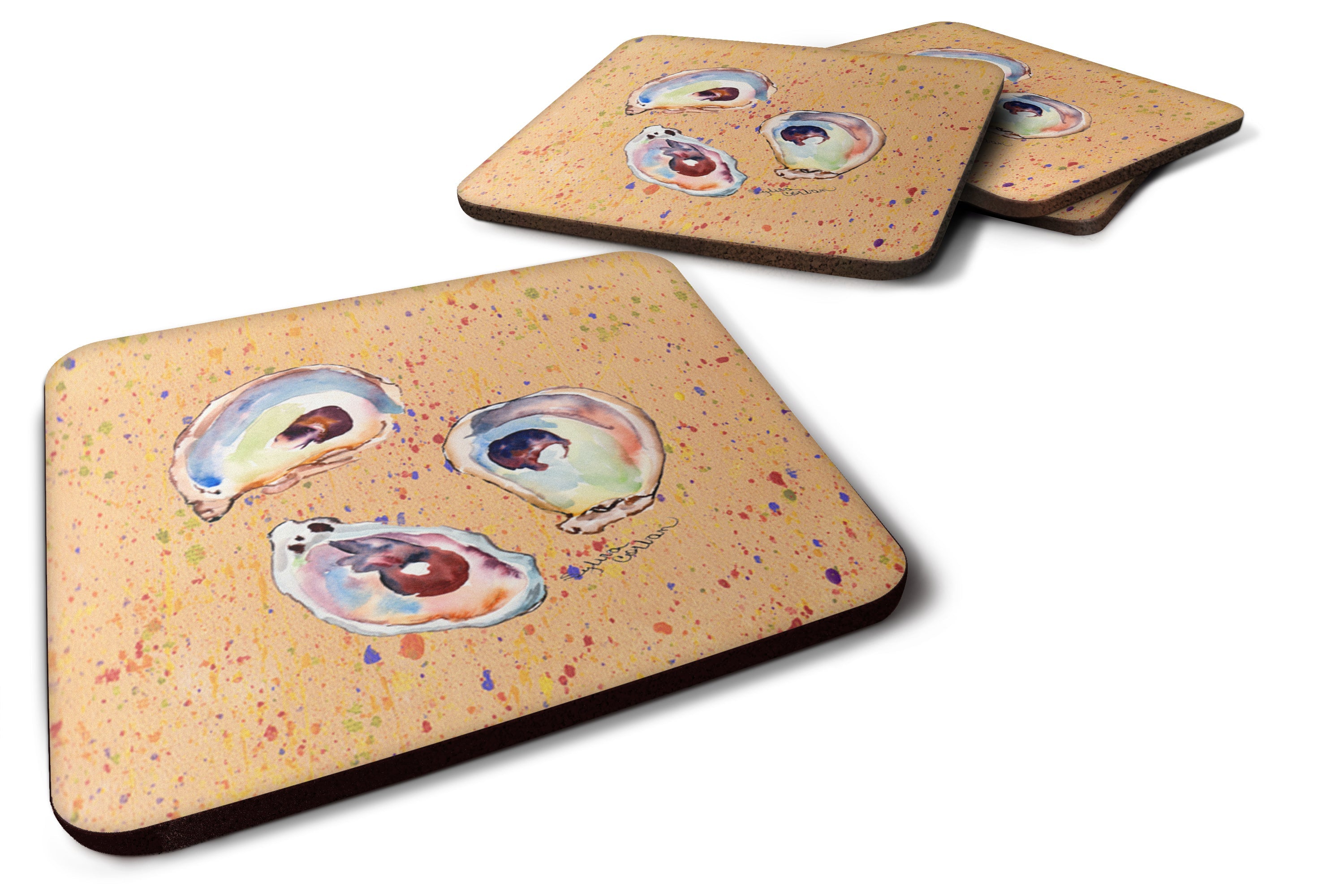 Oyster Foam Coasters Set of 4 Cup Coasters for Indoor Outdoor, Tabletop Protection, Anti Slip, Mouse pad Material