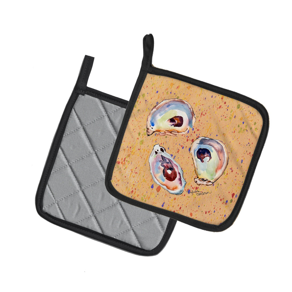 Oyster Pot Holder Set of 2 Heat Resistant Quilted Hot Pads 7.5 x 7.5 Inch, Insulated Kitchen Trivets for Cooking & Baking