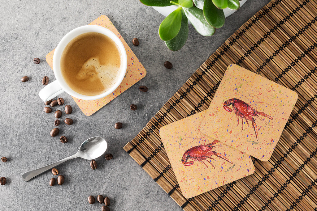 Crawfish Foam Coasters Set of 4 Cup Coasters for Indoor Outdoor, Tabletop Protection, Anti Slip, Mouse pad Material