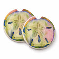 Sand Dollar Set of 2 Cup Holder Car Coasters Absorbent Round Sandstone Coasters Gifts for Men or Women, 2.5, Multicolor