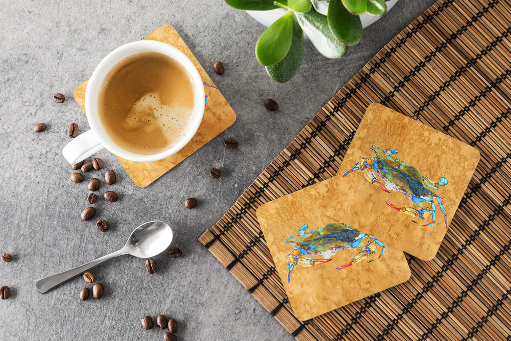 Crab Foam Coasters Set of 4 Cup Coasters for Indoor Outdoor, Tabletop Protection, Anti Slip, Mouse pad Material