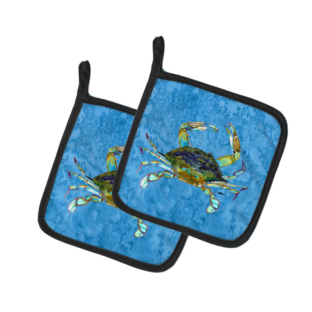 Crab Pot Holder Set of 2 Heat Resistant Quilted Hot Pads 7.5 x 7.5 Inch, Insulated Kitchen Trivets for Cooking & Baking