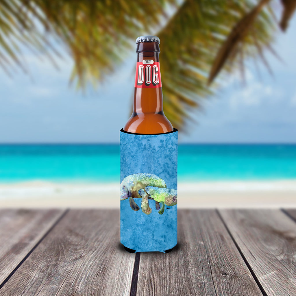 Manatee Slim Can Hugger , Insulated Foam Hugger for 12 oz Slim Cans, Beer Bottles & Water Bottles, Printed in USA