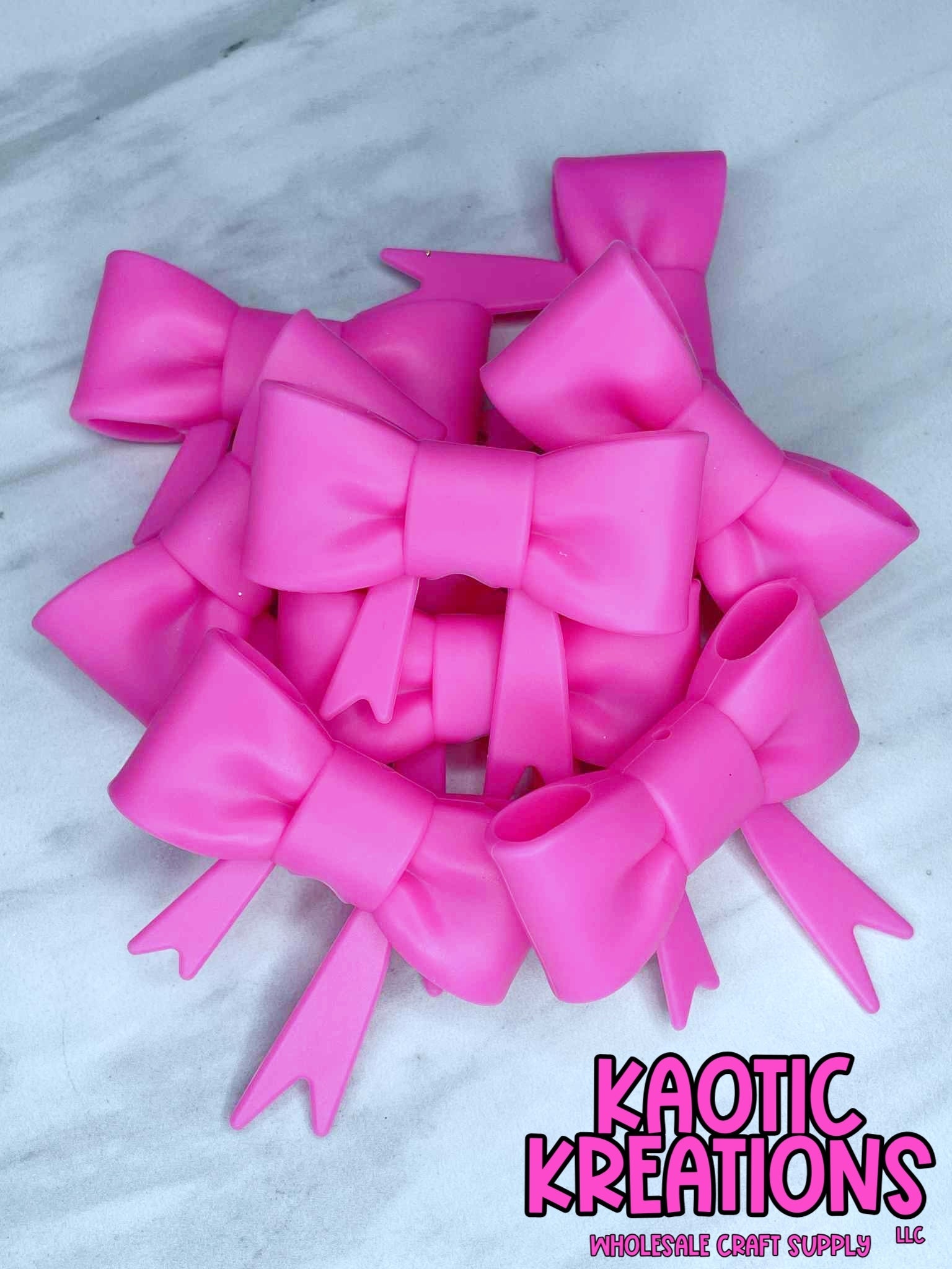 D51 BEADABLE JUMBO SILICONE BOW SOLID HOT PINK (1ct)