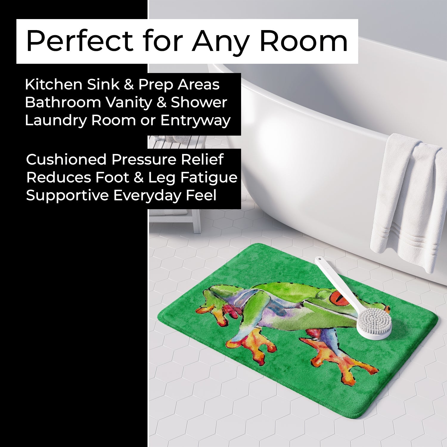 Frog Memory Foam Kitchen Mat Machine Washable Anti-Fatigue Cushion Comfort Bath or Kitchen Rug