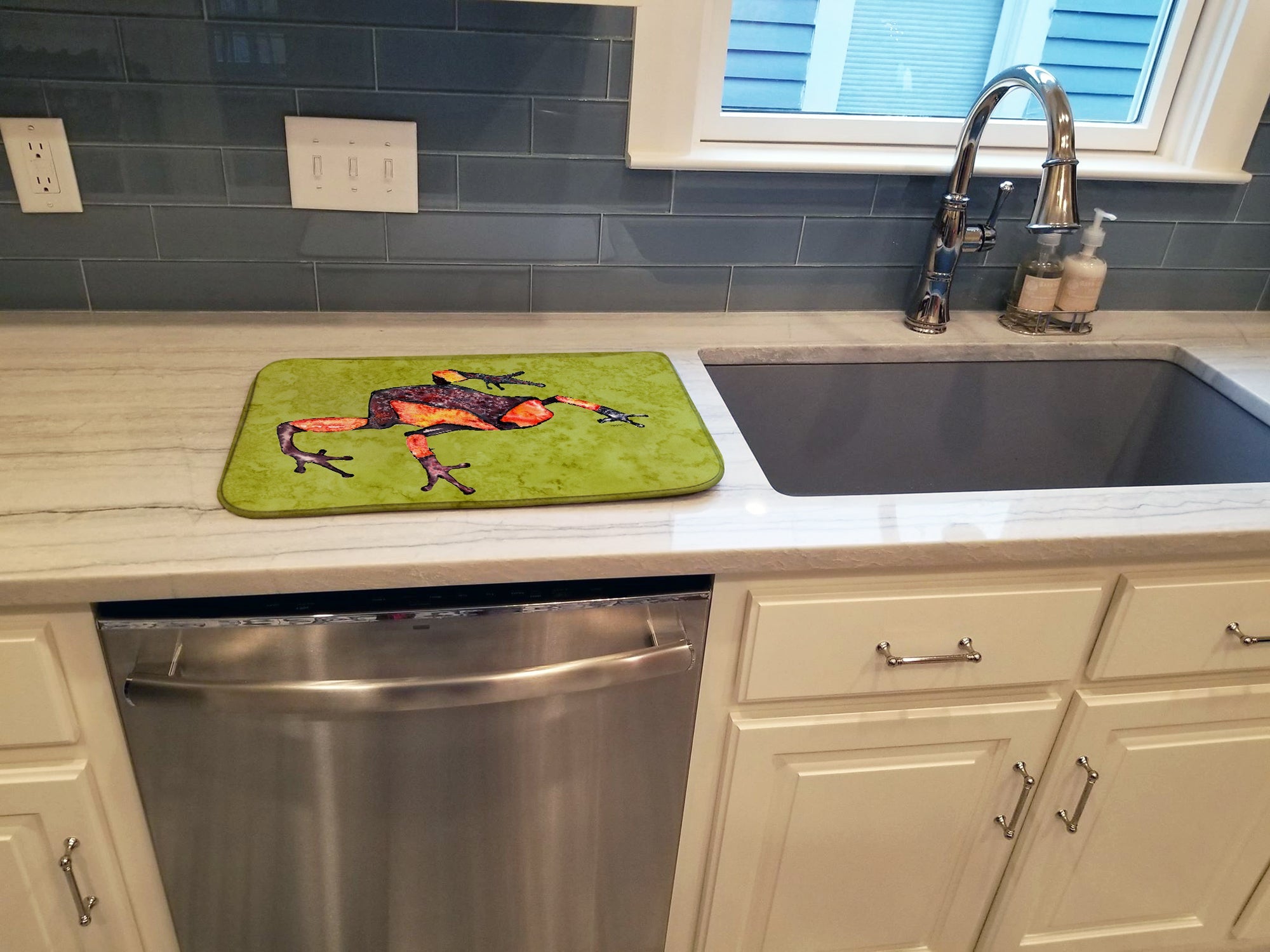 Frog Dish Drying Mat Absorbent Dish Drying Mat Pad for Kitchen Counter Dish Drainer Mat for Countertop, 14 x 21", Multicolor