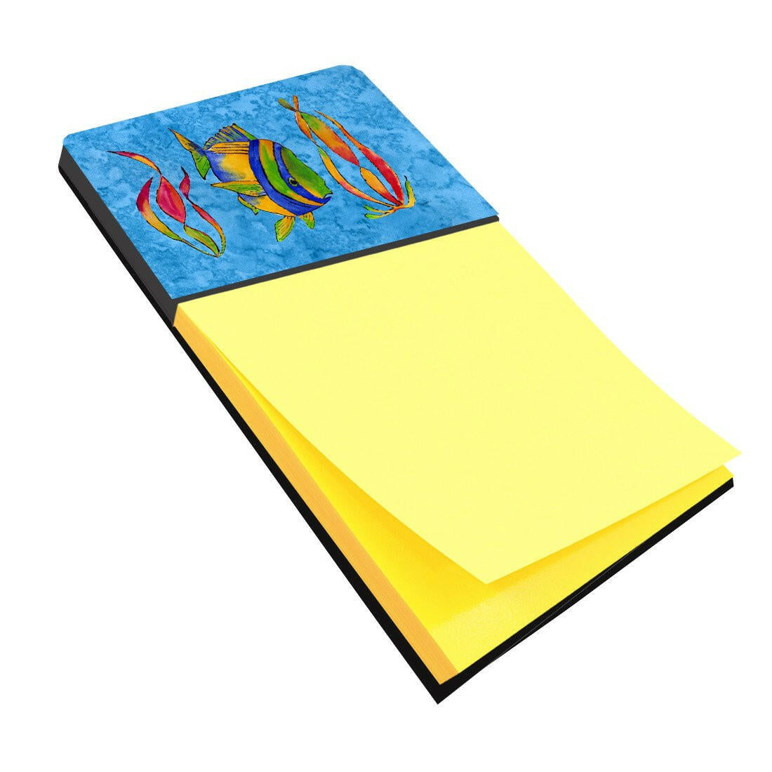 Troical Fish and Seaweed on Blue Watercolor Sticky Note Holder Refillable Dispenser Desk Accessory 3x3 Pad Gift