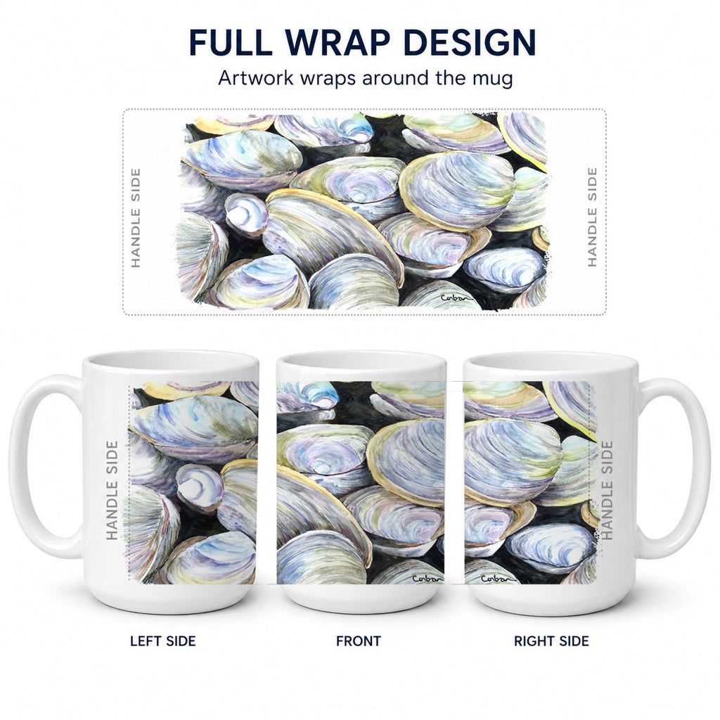 Clam Quahog Ceramic Coffee Mug 15 oz Decorative Large C Handle Mug Cup for Tea, Cocoa Hot Chocolate